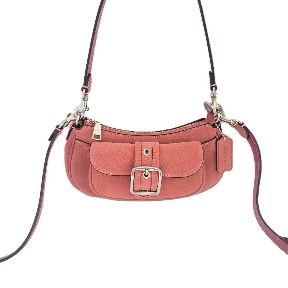 Coach CDB12 Ashton Mini Shoulder Bag Crossbody Handbag Pink Suede